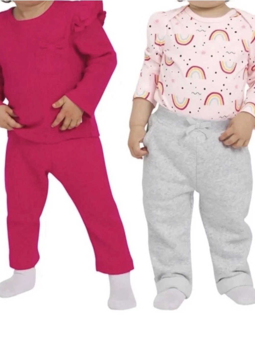 NWT Koala Kids 12 M Toddler Girls 4 Piece Set Rainbow Pink Joggers 2 Outfits